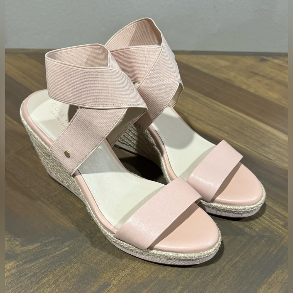COLE HAAN ARDEN Pink Leather Wedges Sandals Shoes Women's Size 8B